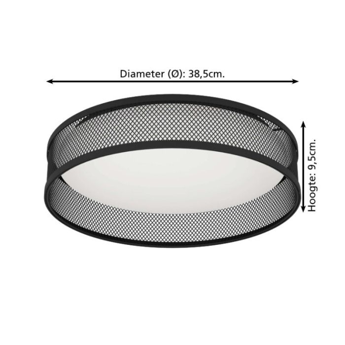 Lampe plafond noire en acier, Jolene, 20W, 3000K LED
