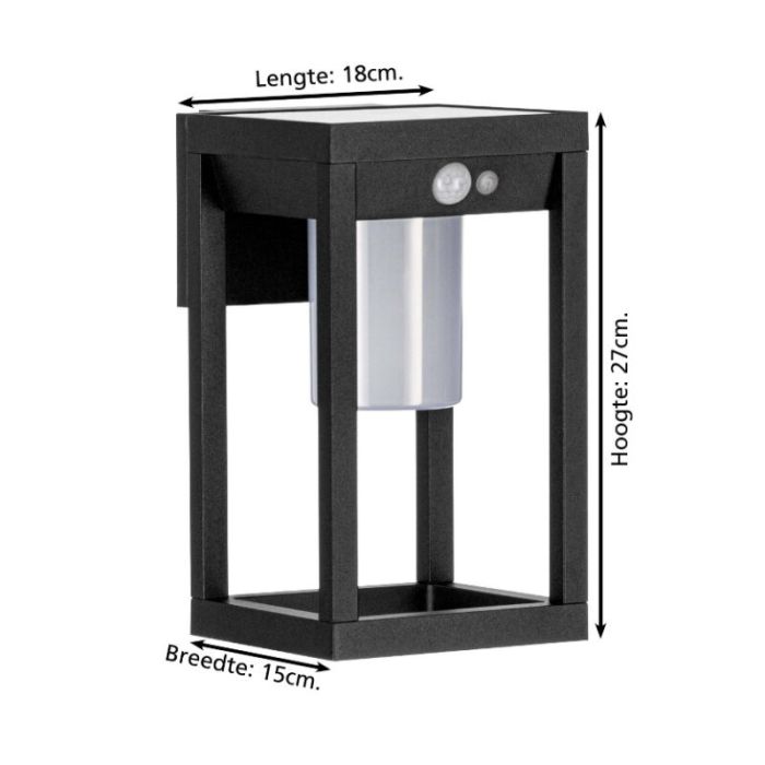Applique solaire extérieur noire en aluminium, Kwame, 3,7W, 4000K LED, IP44