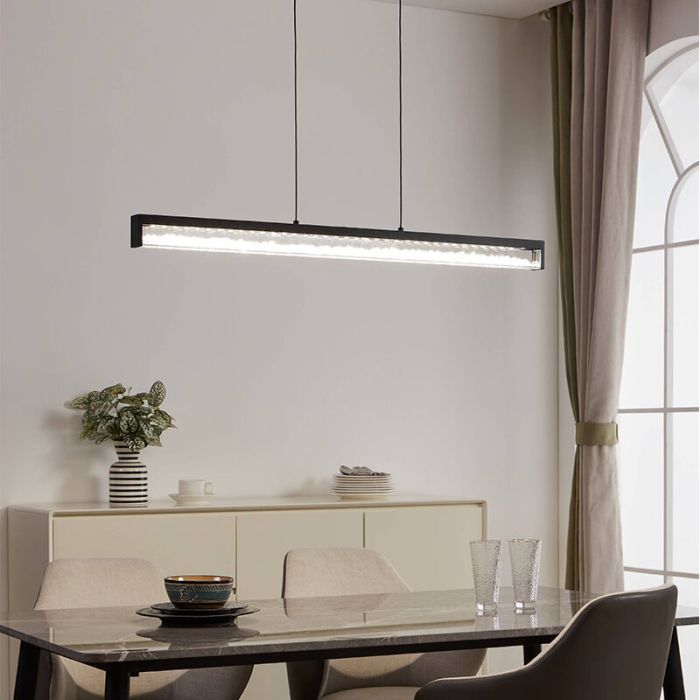 Suspension noire en cristal, Aarnoud, 6W, blanc chaud à froid réglable LED, avec variateur tactile