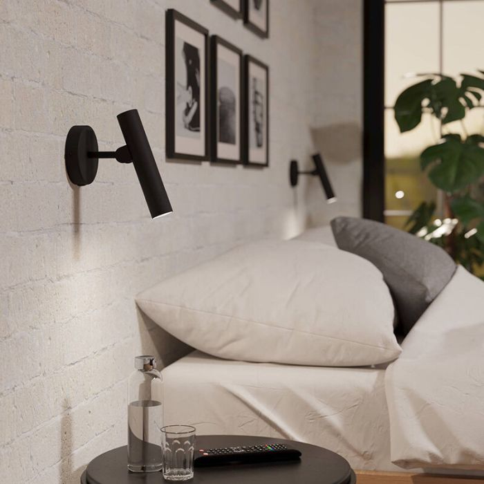 Applique murale noire en aluminium, Aleyna, 5W, 3000K LED, avec interrupteur