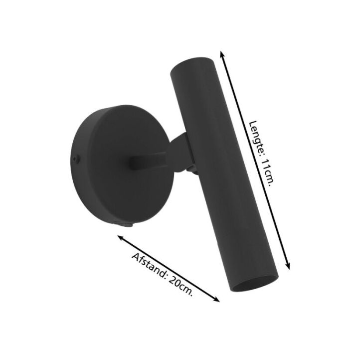 Applique murale noire en aluminium, Aleyna, 5W, 3000K LED, avec interrupteur