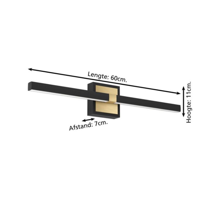 Applique salle de bain laiton en acier, Natasha, 11W, 3000K LED, IP44