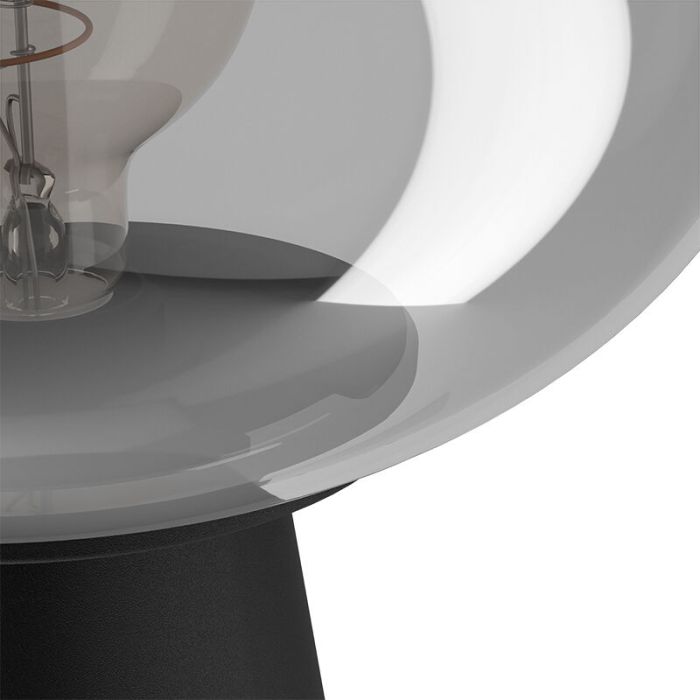 Lampe de table grise en verre, Kirstin, avec interrupteur