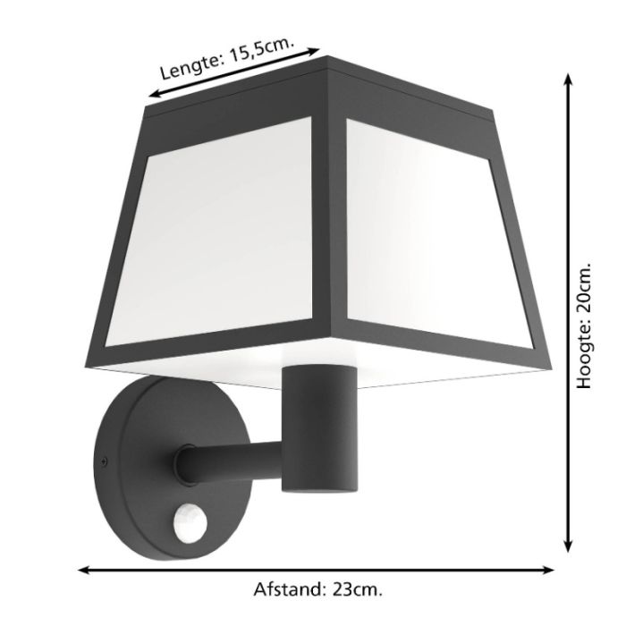 Applique solaire extérieur noire en plastique, Imelda, 7,5W, 3000K LED, IP65