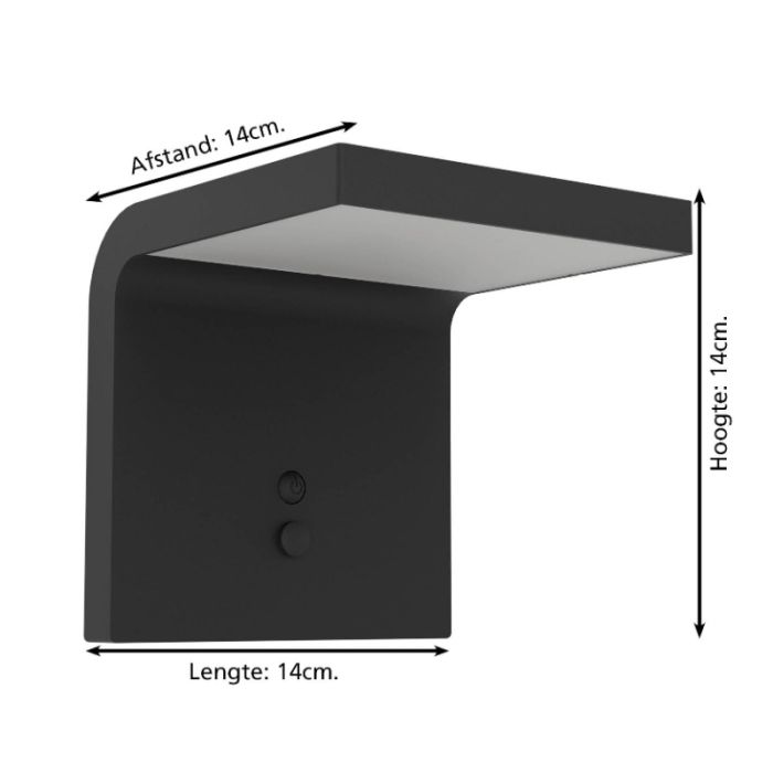 Applique solaire extérieur noire en plastique, Huseyin, 6,5W, 4000K LED, IP65