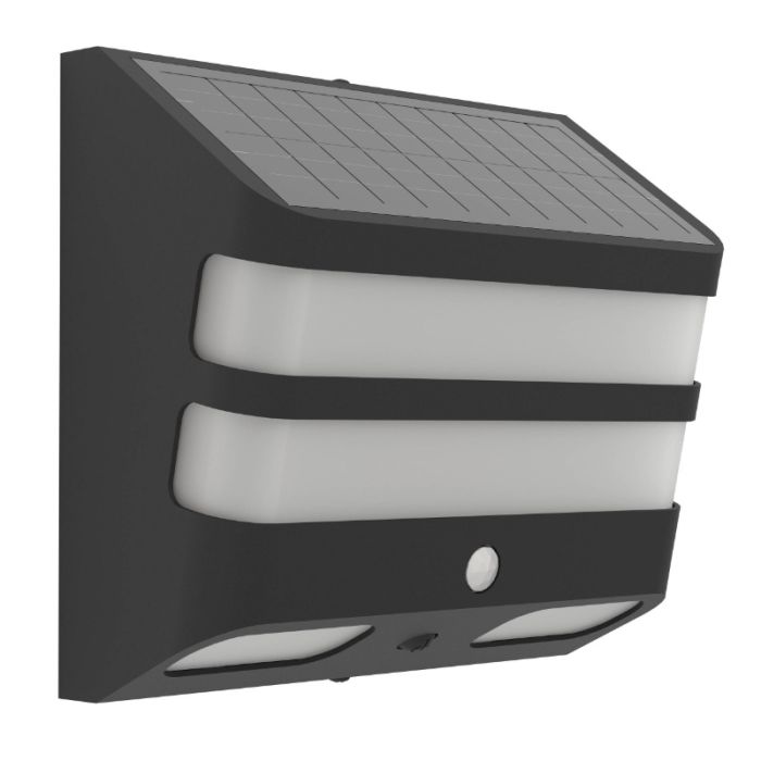 Applique solaire extérieur noire en plastique, Hisham, 6,5W, 4000K LED, IP65