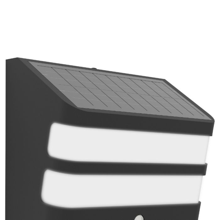 Applique solaire extérieur noire en plastique, Hisham, 6,5W, 4000K LED, IP65