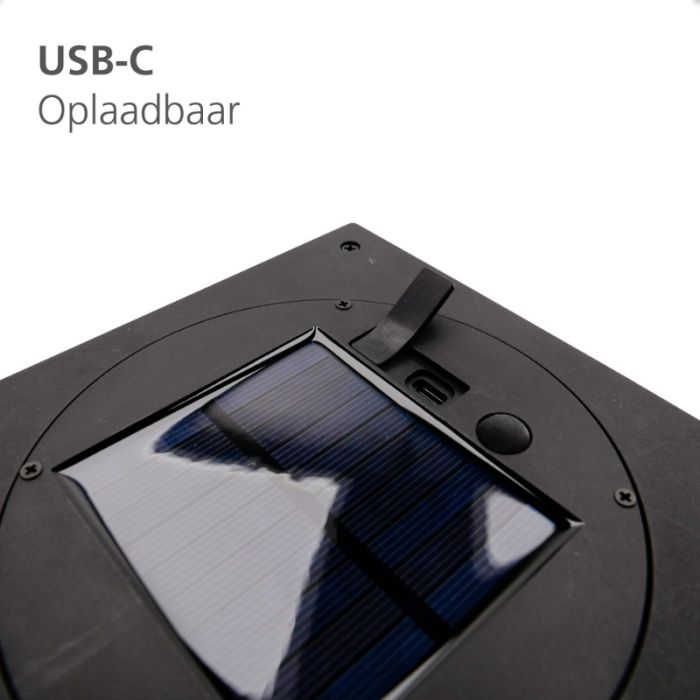 Lampe de table solaire extérieur noire en plastique, Hillebrand, 3,3W, 4000K LED, IP54, avec interrupteur