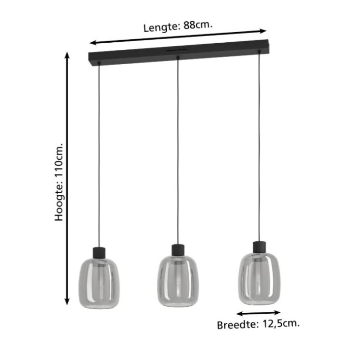 Suspension connectée noire en verre, Tamika, 3,7W, RGBW LED