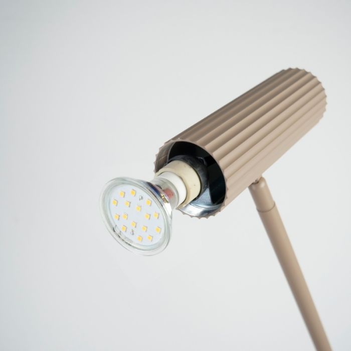 Lampadaire beige en acier, Vahid, avec interrupteur