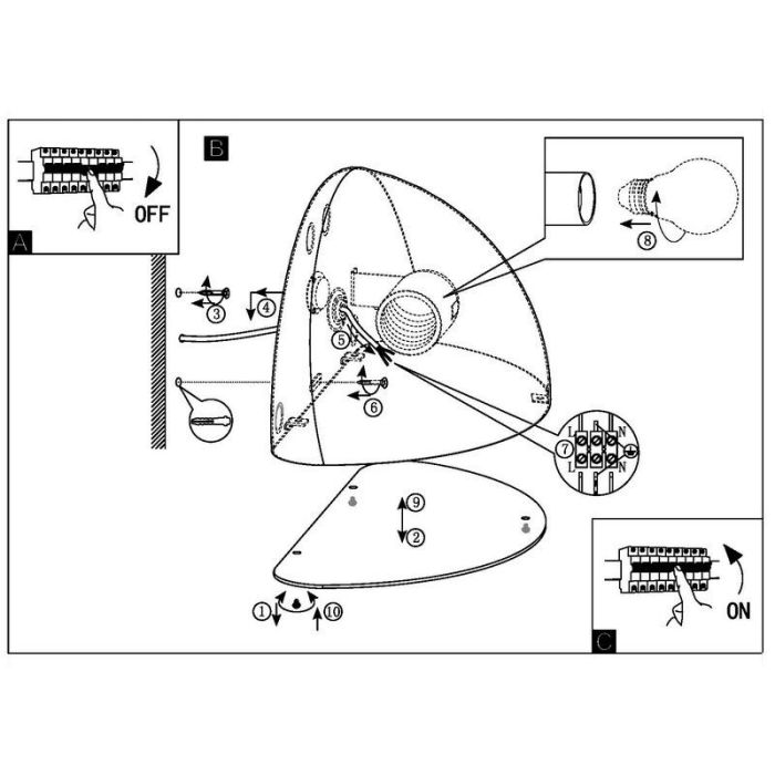 Luminaire extérieur argentée en plastique, Hala, IP23