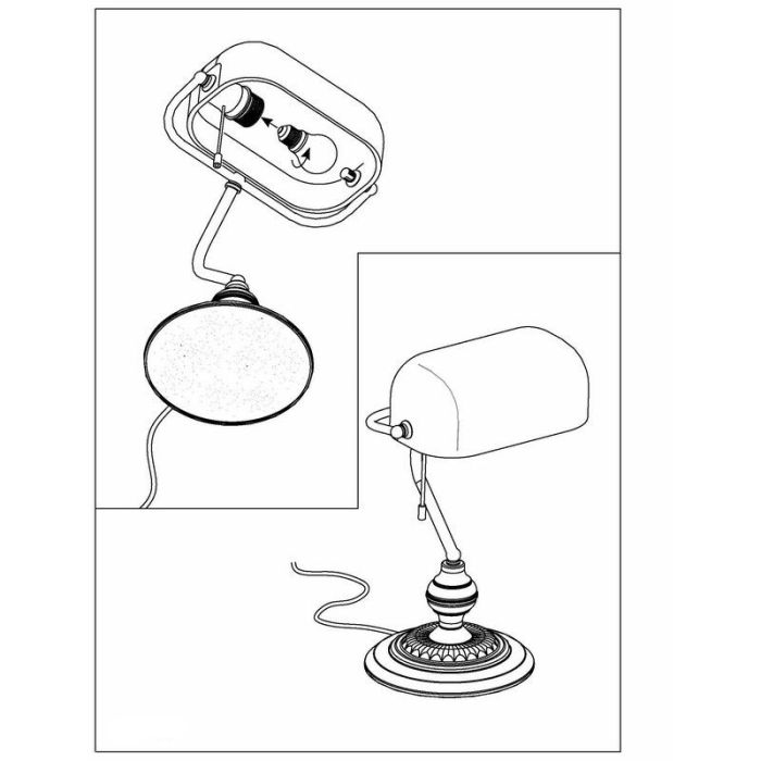 Lampe de table laiton en verre, Lugco, avec interrupteur à tirette