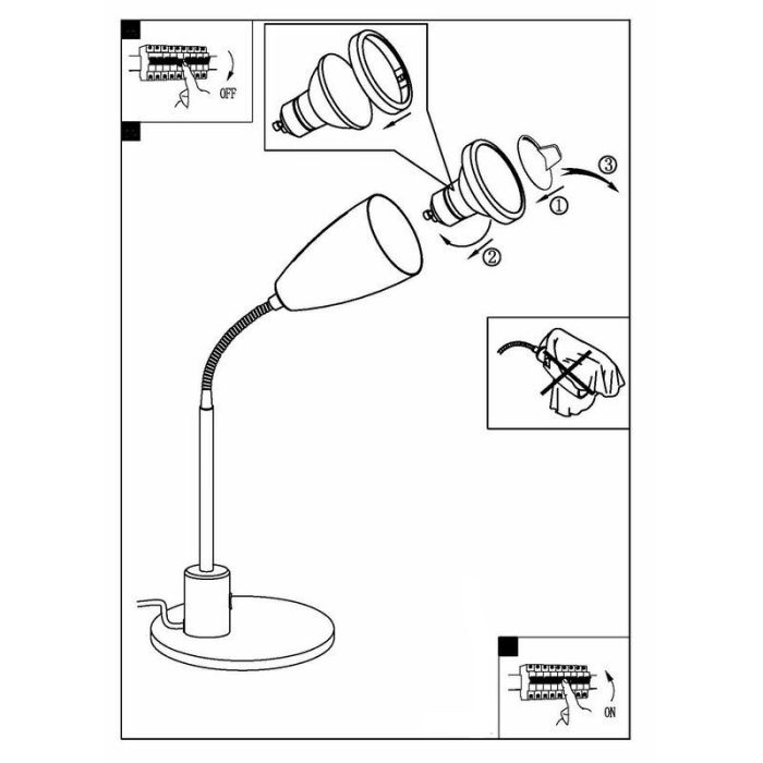 Lampe de table blanche en métal, Said, avec interrupteur