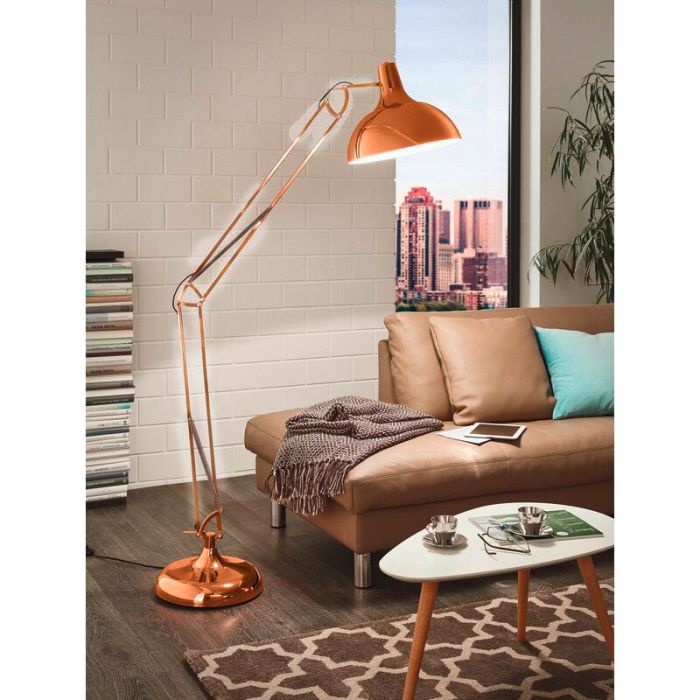 Lampadaire cuivre en métal, Josha, avec interrupteur