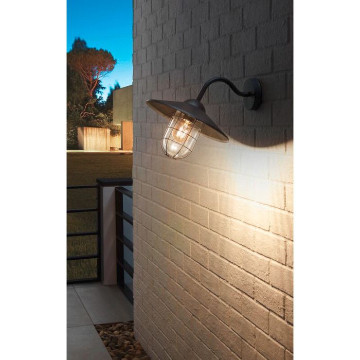 Luminaire extérieur noir en acier, Alyena, IP44
