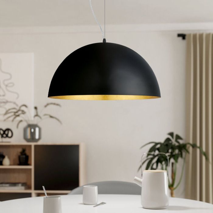 Suspension demi-sphère dorée en métal, Geneva