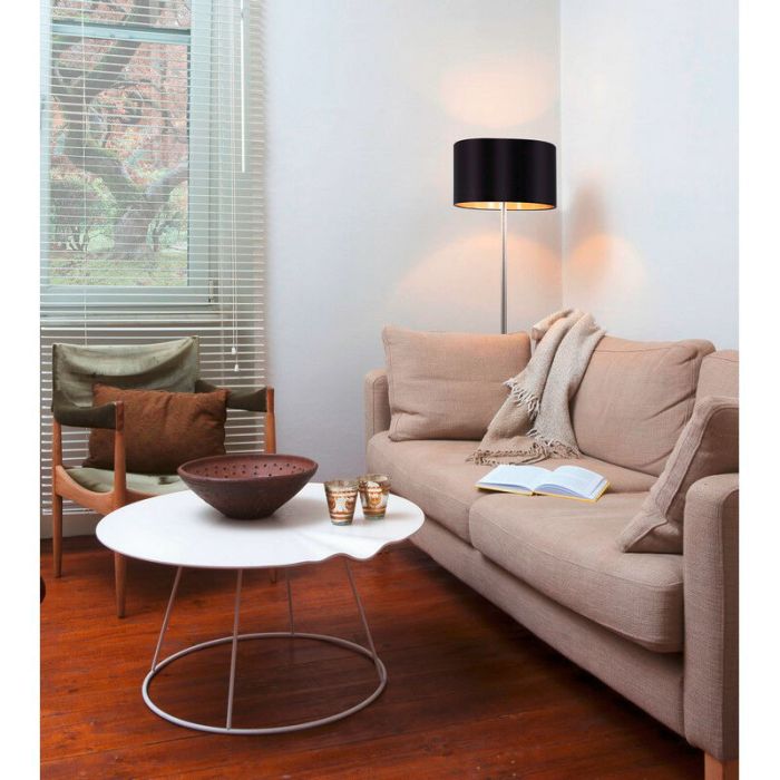 Lampadaire doré en tissu, Terme, avec interrupteur