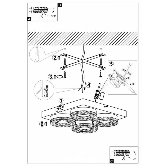 Applique murale chromée en plastique, Arjo, 4W, 3000K LED