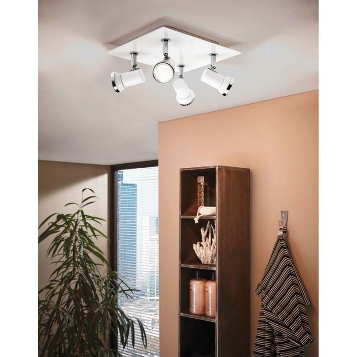 Spot plafond chromé en verre, Jasmijn, IP44