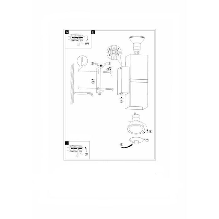 Applique up and down nickel en métal, Annely