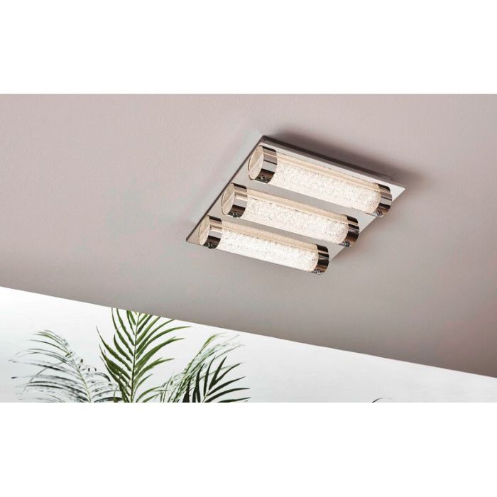 Plafonnier chromé en verre, Iris, 7W, 4000K LED, IP44