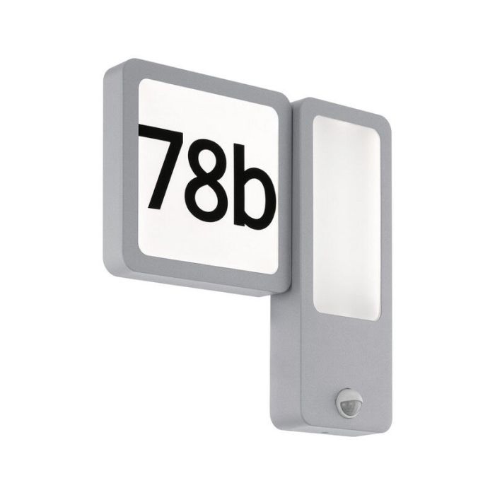Numéro de maison lumineux argenté en aluminium, Mick, IP44