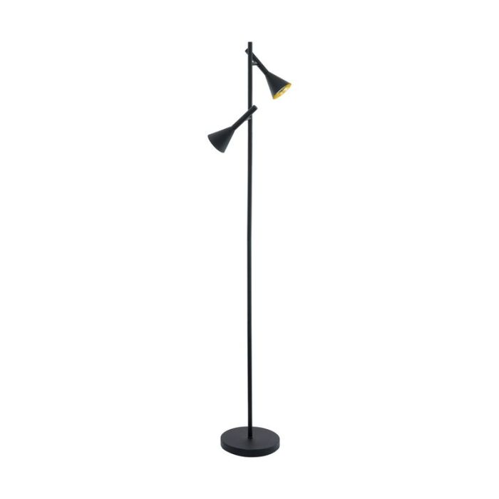 Lampadaire doré en acier, Marielle, avec interrupteur