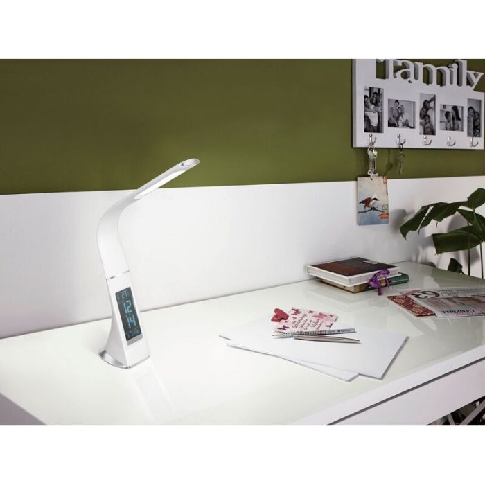Lampe de bureau blanche en plastique, Malissa, 3W, 5000K LED, avec interrupteur