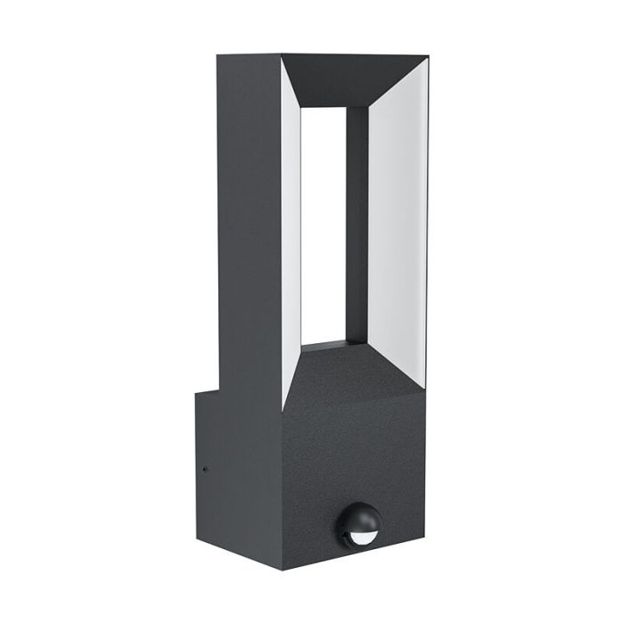 Applique extérieur avec détecteur de mouvement noire en aluminium, Larisa, 5W, 3000K LED, IP44