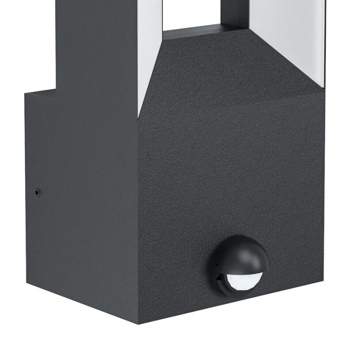 Applique extérieur avec détecteur de mouvement noire en aluminium, Larisa, 5W, 3000K LED, IP44