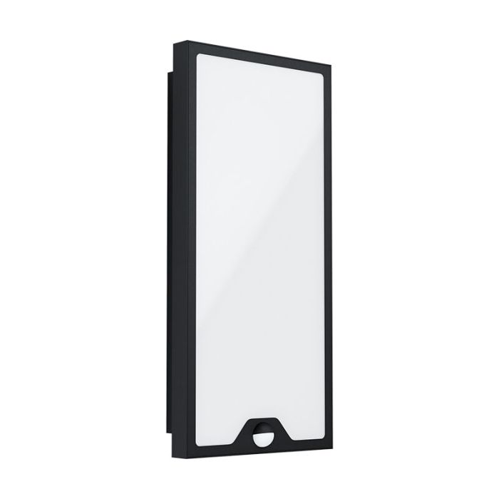 Applique extérieur avec détecteur de mouvement noire en acier, Lydian, 16W, 3000K LED, IP44