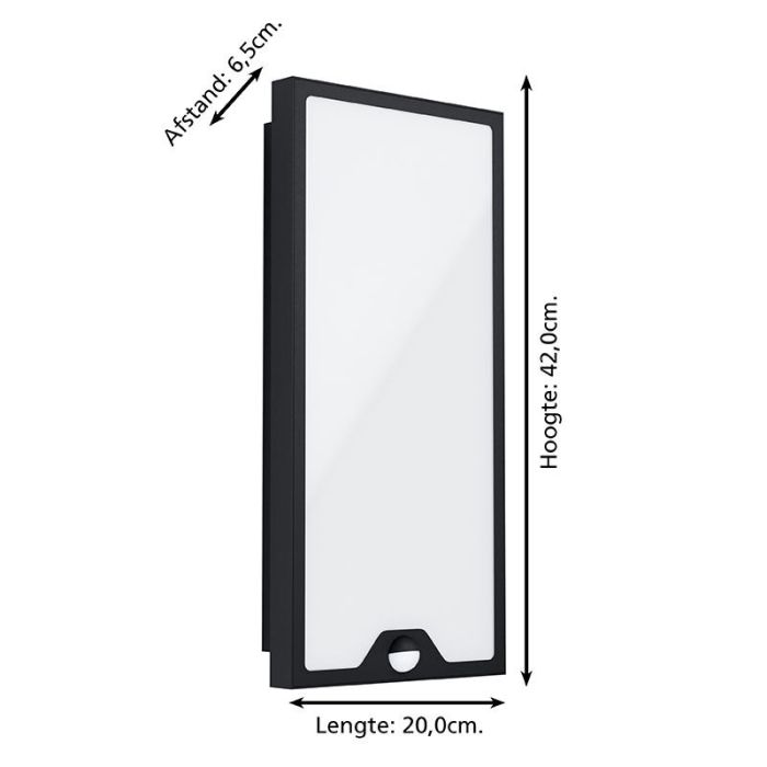 Applique extérieur avec détecteur de mouvement noire en acier, Lydian, 16W, 3000K LED, IP44