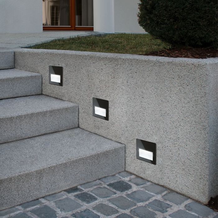 Applique d'extérieur encastrable noire en aluminium, Luigino, 3,7W, 4000K LED, IP65