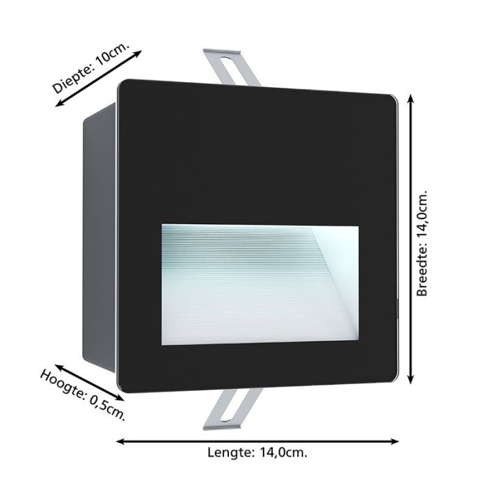 Applique d'extérieur encastrable noire en aluminium, Luigino, 3,7W, 4000K LED, IP65