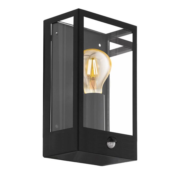 Applique extérieur avec détecteur de mouvement noire en acier, Alihan, IP44