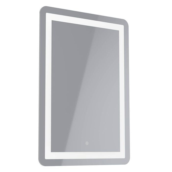 Miroir avec éclairage gris en verre, Bibi, 15,7W, blanc chaud à froid réglable LED, IP44, avec interrupteur