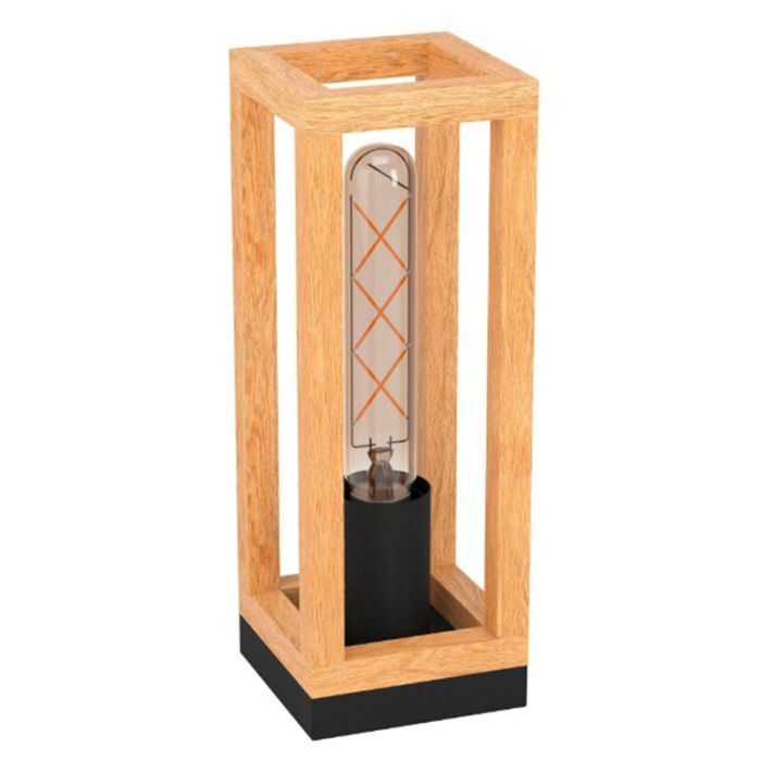 Lampe de table en bois marronne, Jasmina, avec interrupteur