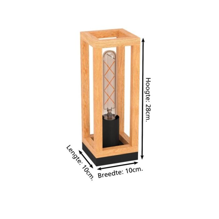 Lampe de table en bois marronne, Jasmina, avec interrupteur
