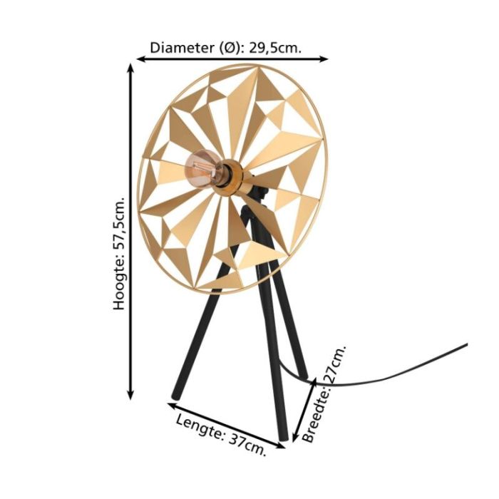 Lampe de table dorée en aluminium, Thiemen, avec interrupteur