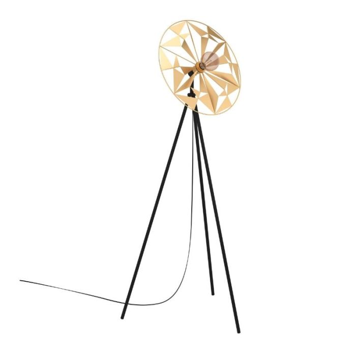 Lampadaire doré en aluminium, Thiemen, avec interrupteur
