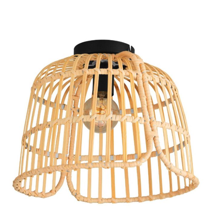 Plafonnier en rotin marron, Sicco
