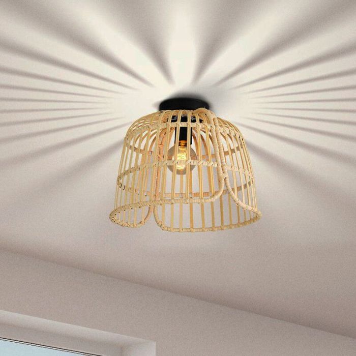 Plafonnier en rotin marron, Sicco