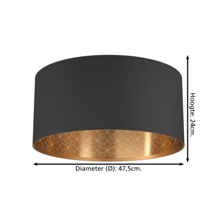 Lampe plafond noire en tissu, Kelsey