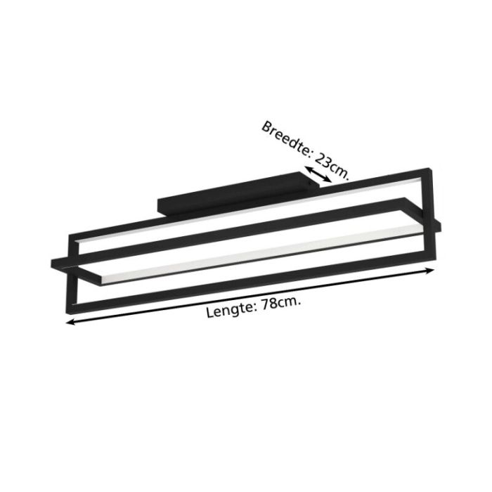 Plafonnier noir en aluminium, Lianne, 34W, blanc chaud à froid réglable LED, gradable en 3 étapes
