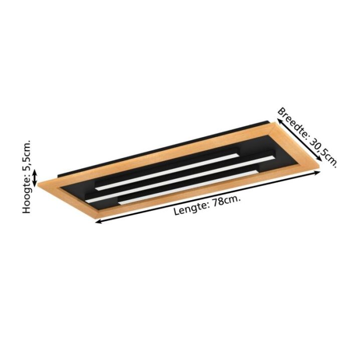 Lampe plafond bois en aluminium, Kyllian, 9W, blanc chaud à froid réglable LED, gradable en 3 étapes