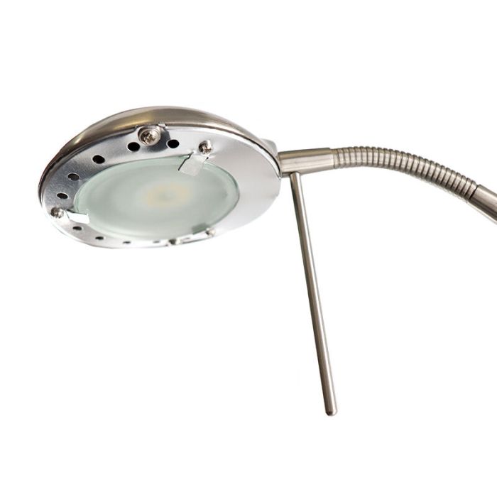 Lampadaire liseuse nickel moderne, Salvador, 18W, 3000K LED, avec interrupteur