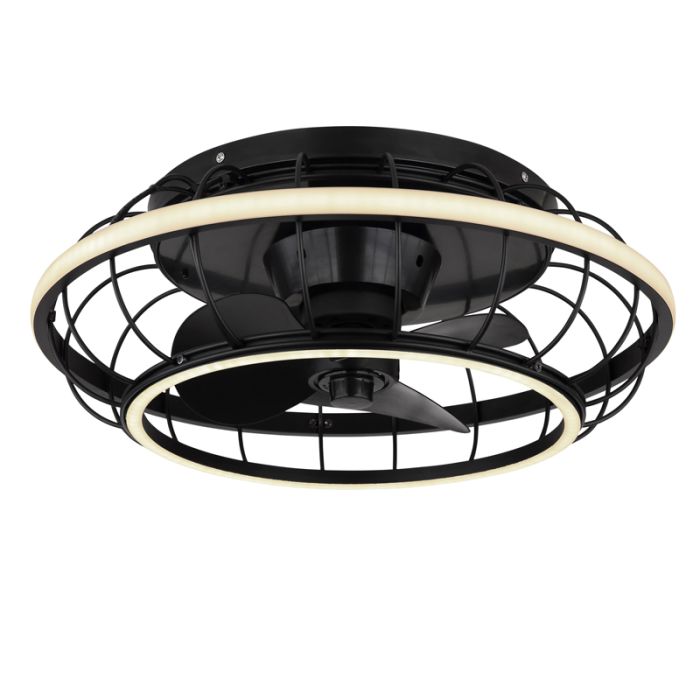 Ventilateur de plafond noir en métal, Jorne, 30W, blanc chaud à froid réglable LED, avec télécommande