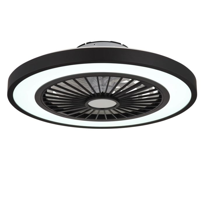 Ventilateur de plafond noir en plastique, Komal, 45W, blanc chaud à froid réglable LED, avec télécommande
