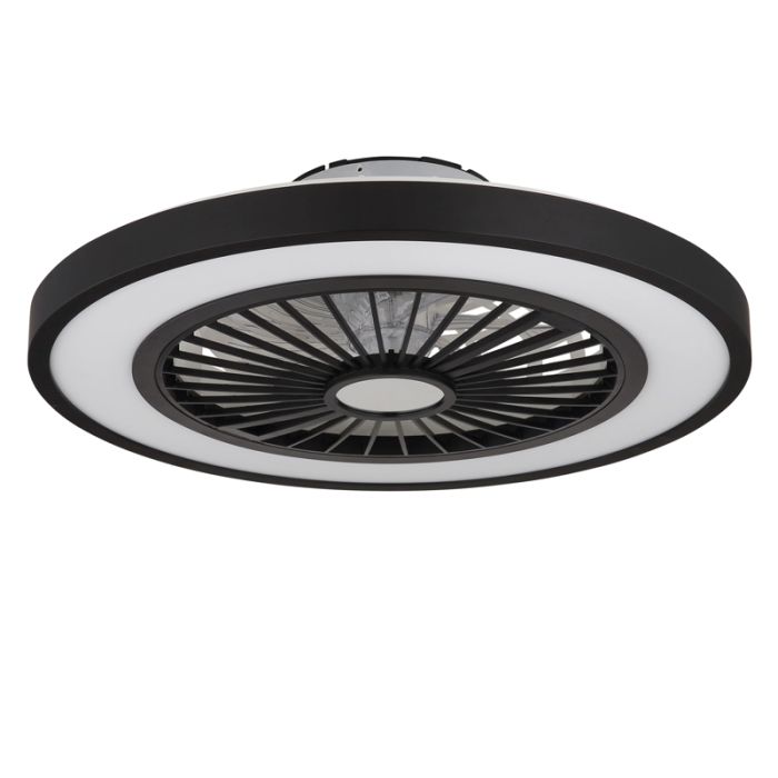 Ventilateur de plafond noir en plastique, Komal, 45W, blanc chaud à froid réglable LED, avec télécommande