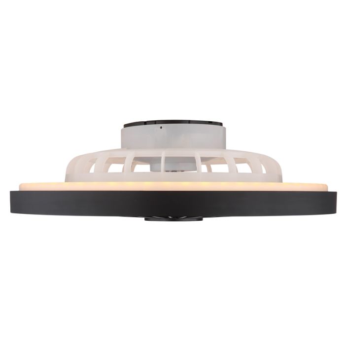 Ventilateur de plafond noir en plastique, Komal, 45W, blanc chaud à froid réglable LED, avec télécommande